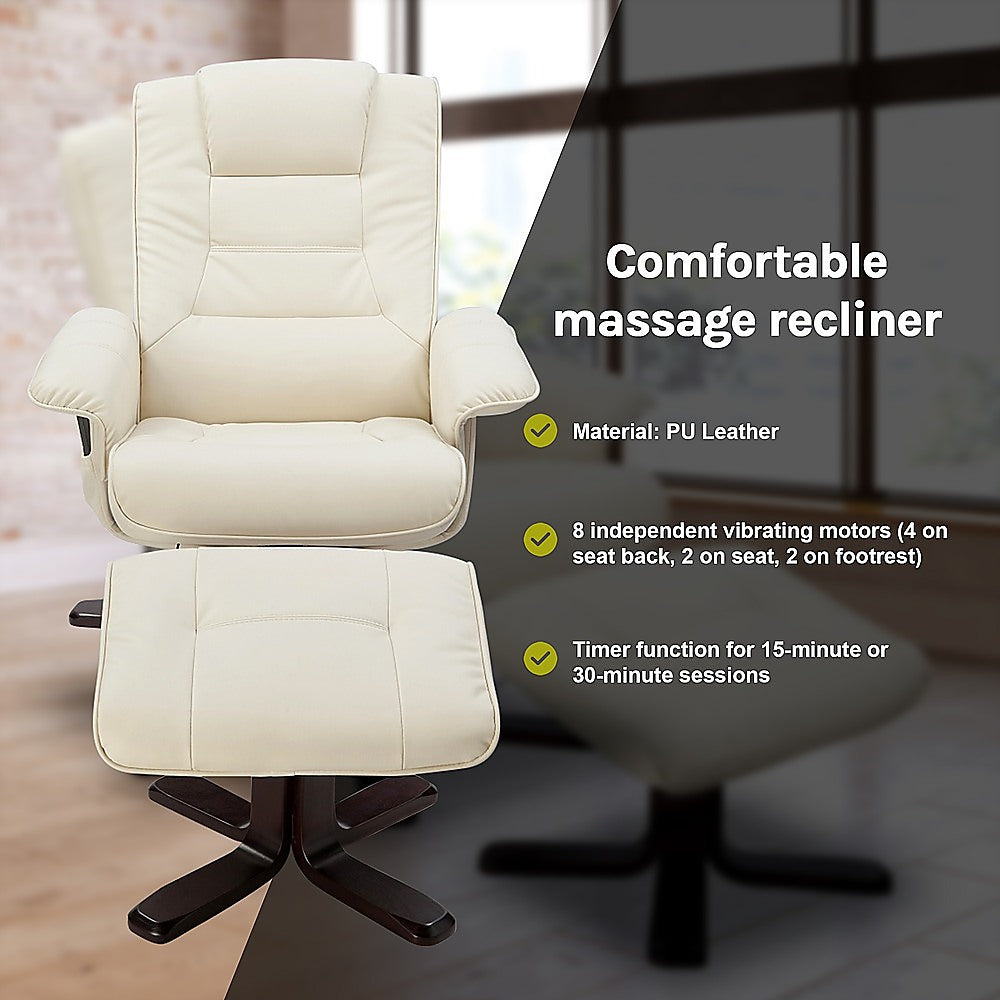 Yandoit Massage Recliner Chair, Cream