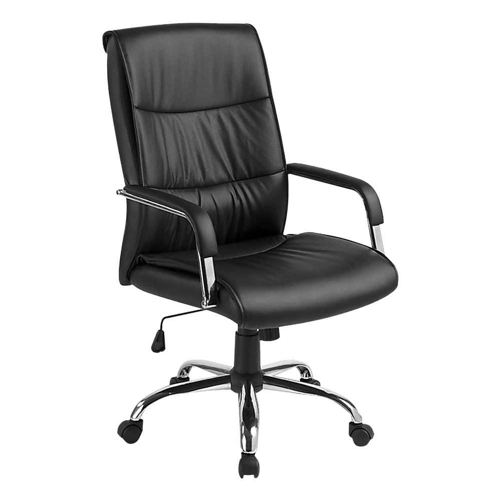 Gingin black faux leather executive office chair with chrome base