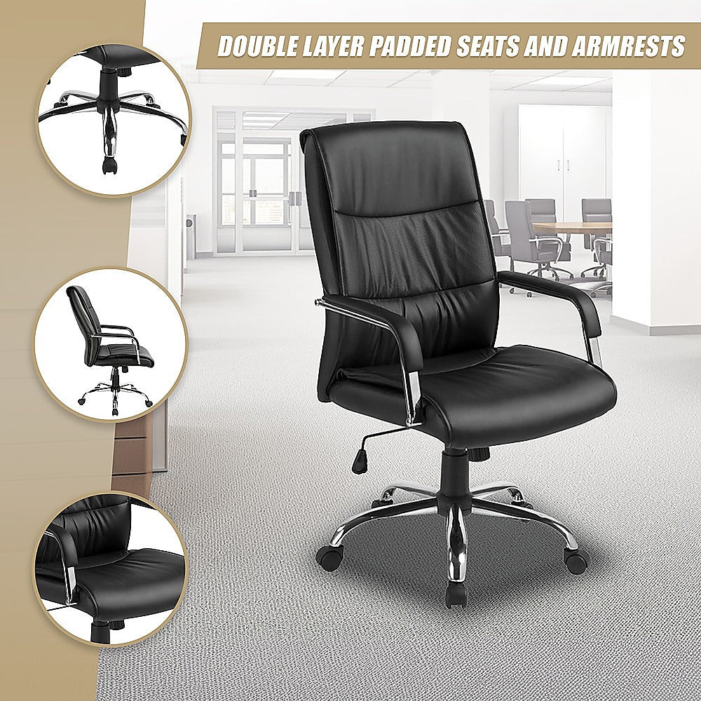 Gingin black faux leather executive office chair with chrome base