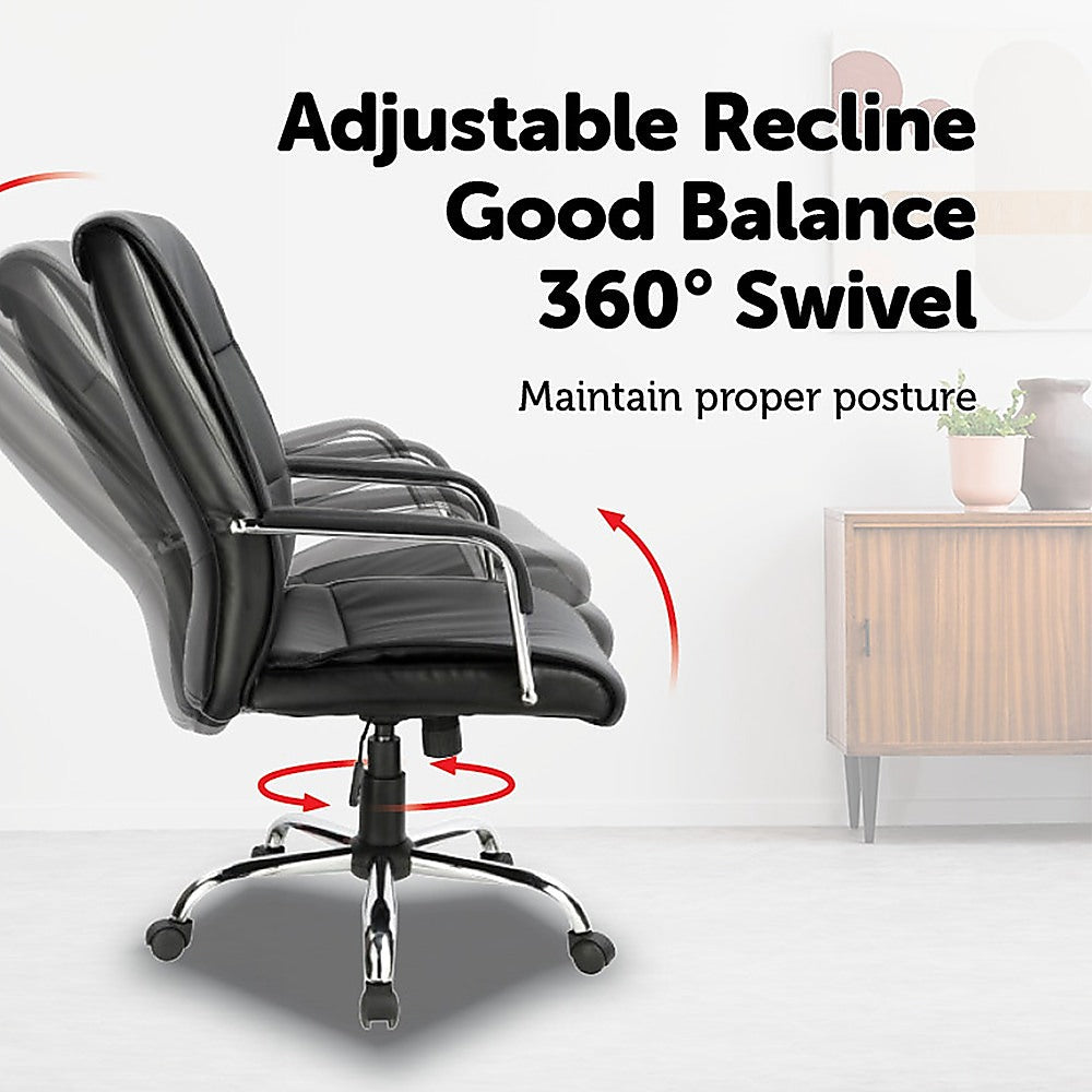 Gingin black faux leather executive office chair with chrome base