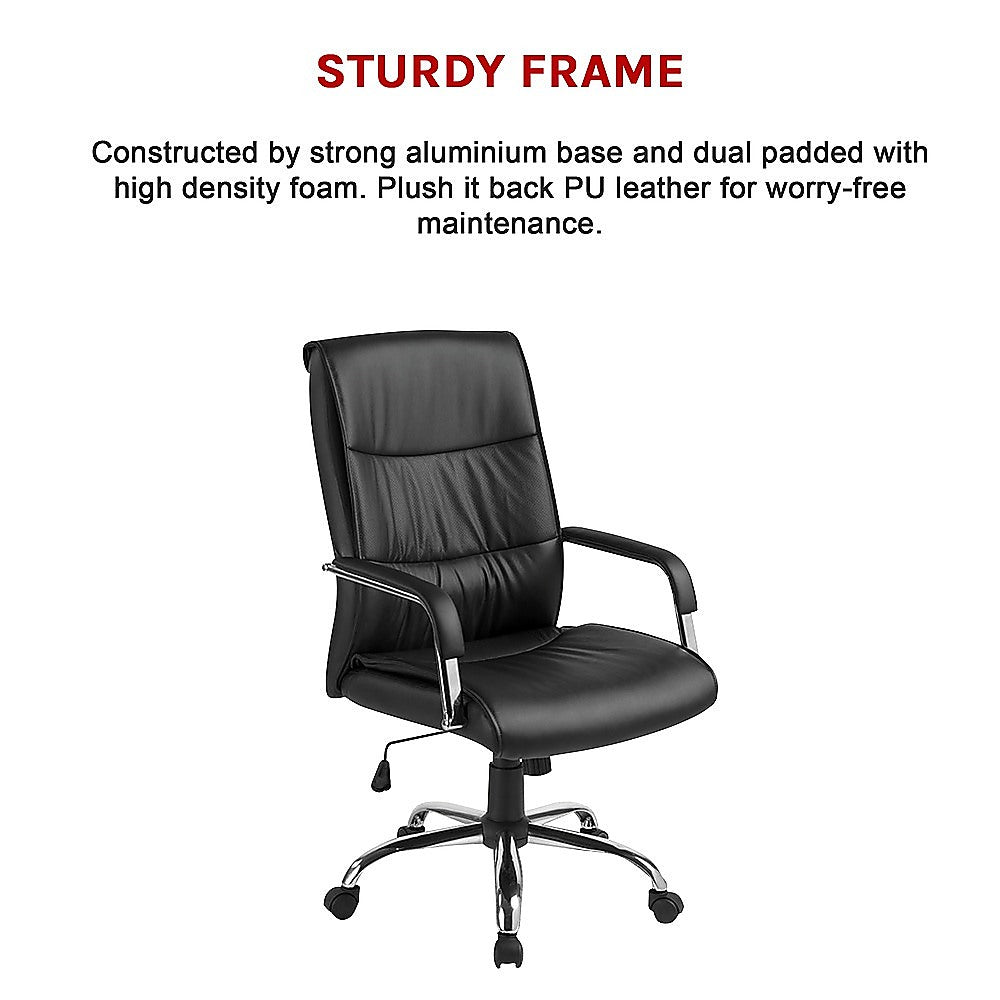 Gingin black faux leather executive office chair with chrome base