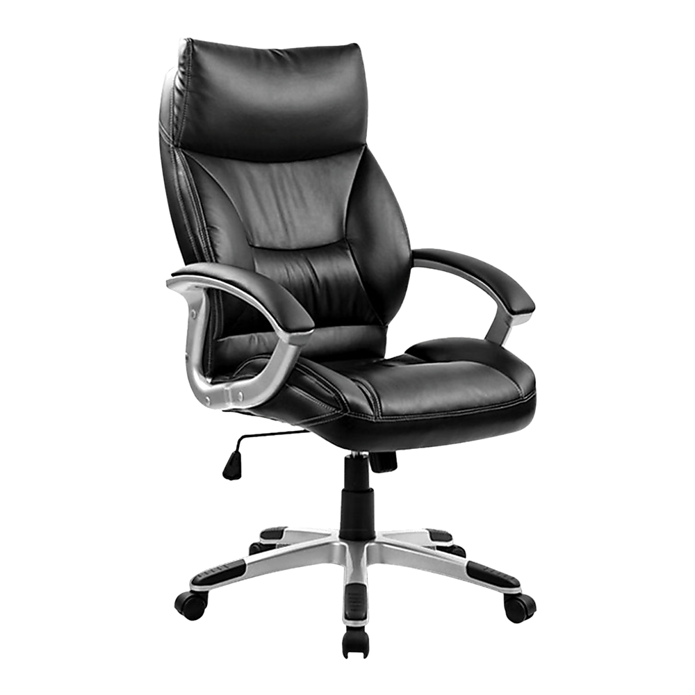 Katanning black faux leather executive office chair with neck cushion