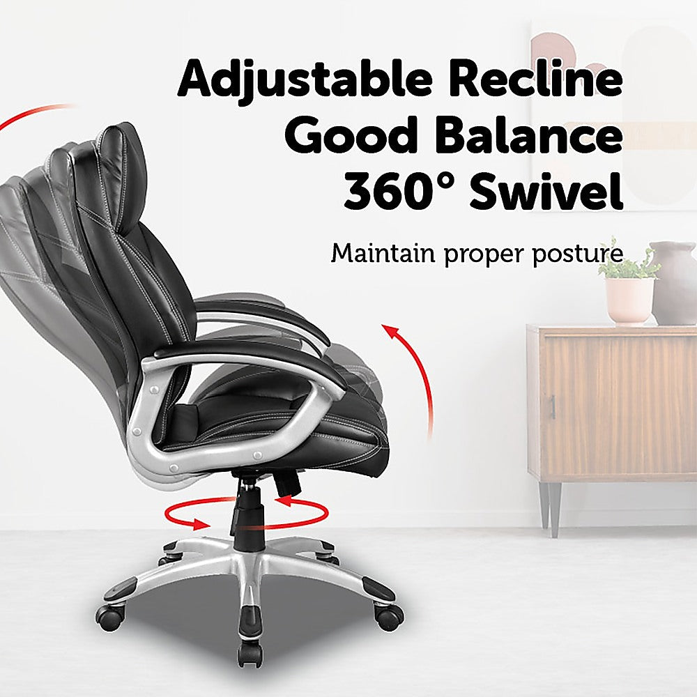 Katanning black faux leather executive office chair with neck cushion