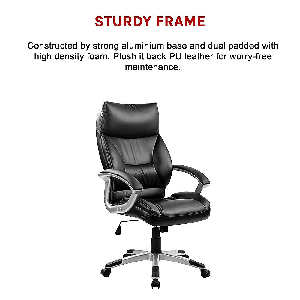 Katanning black faux leather executive office chair with neck cushion