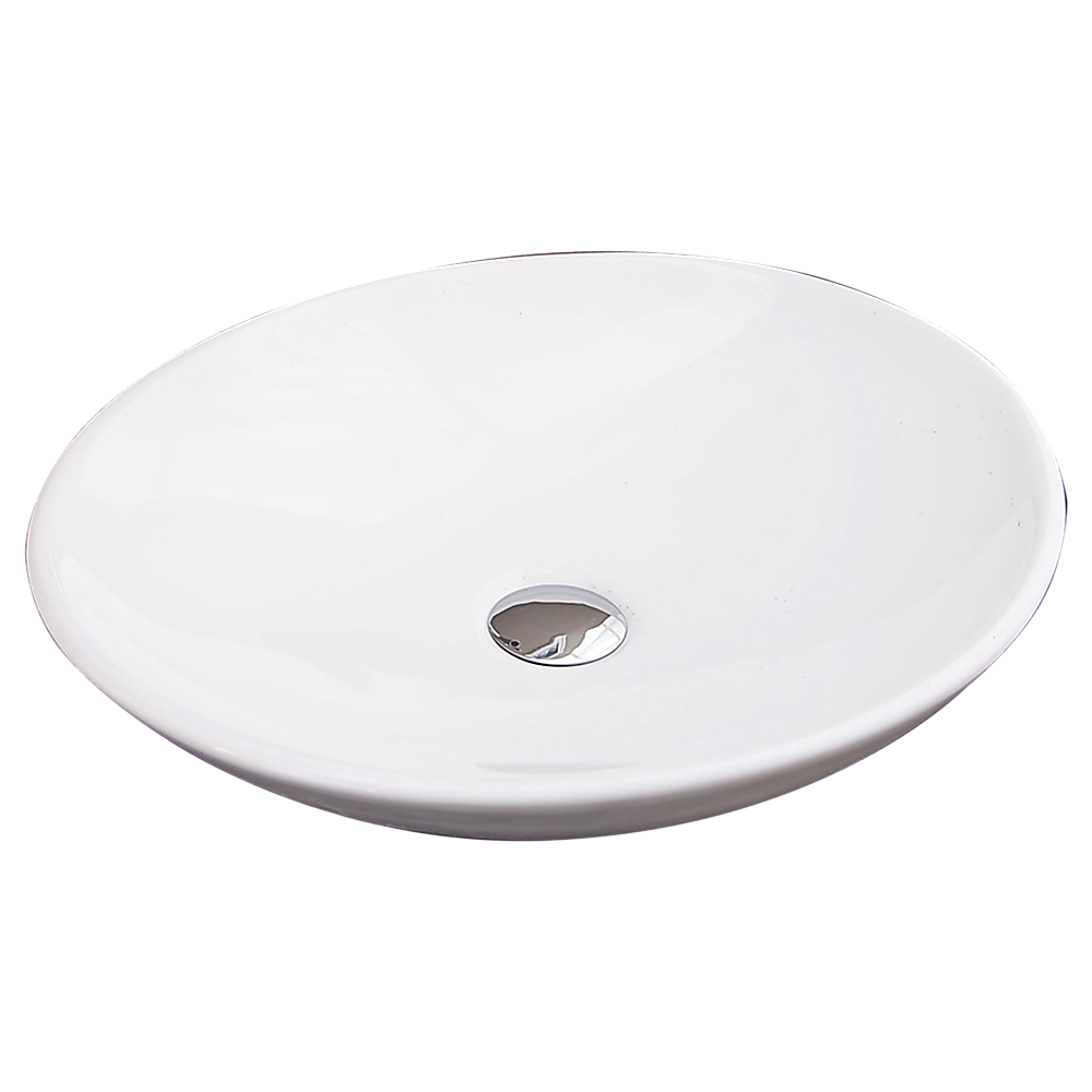 White oval ceramic above counter basin, 500mm top view
