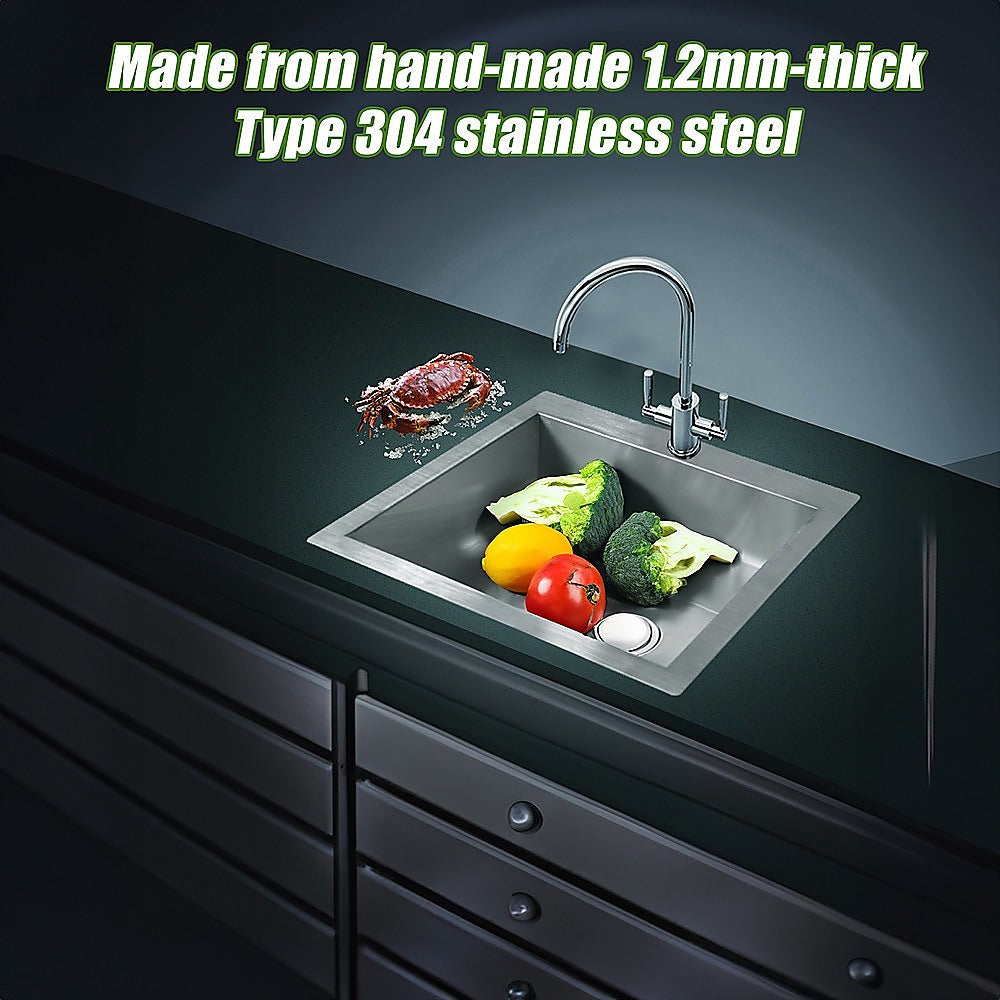 Handmade stainless steel kitchen and laundry sink 530x505mm