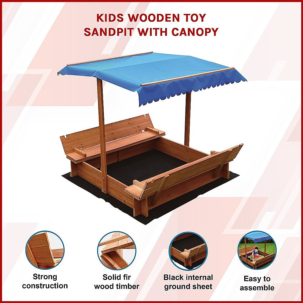 Wooden sandpit foldable seats