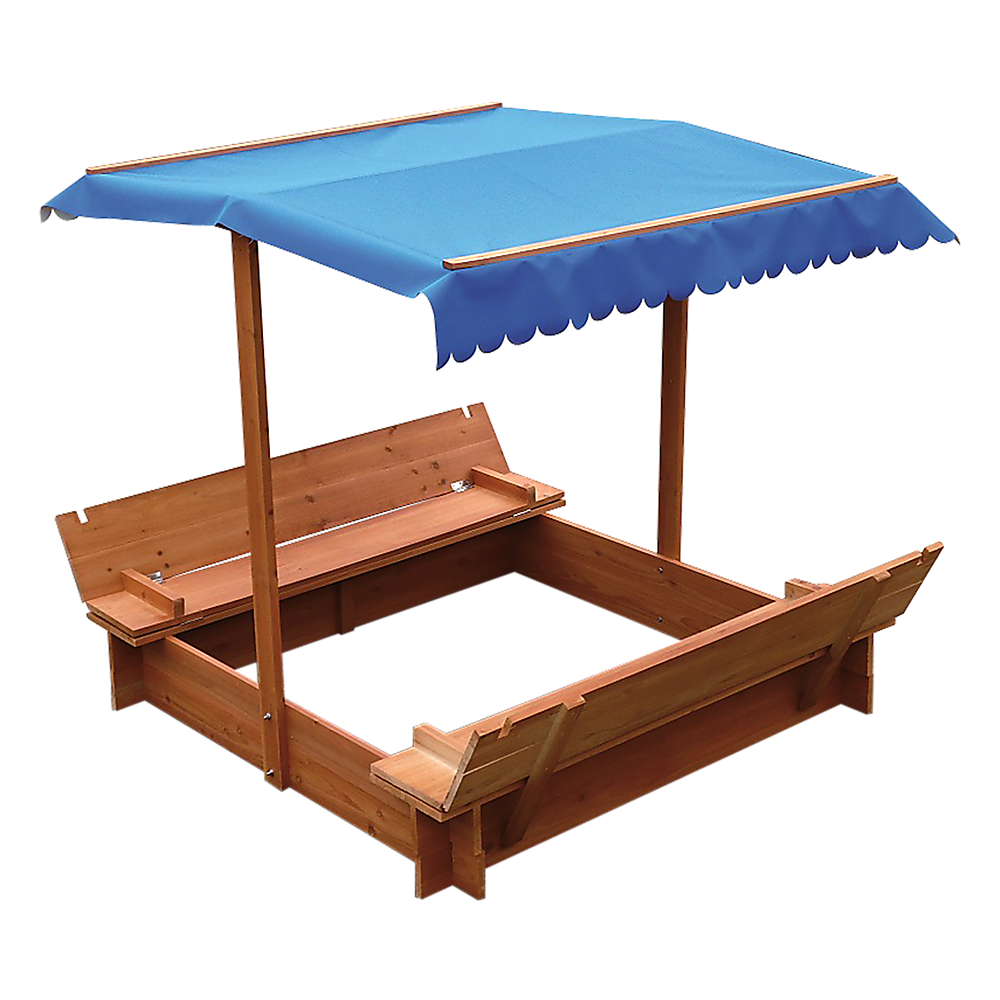 Wooden sandpit canopy fabric detail