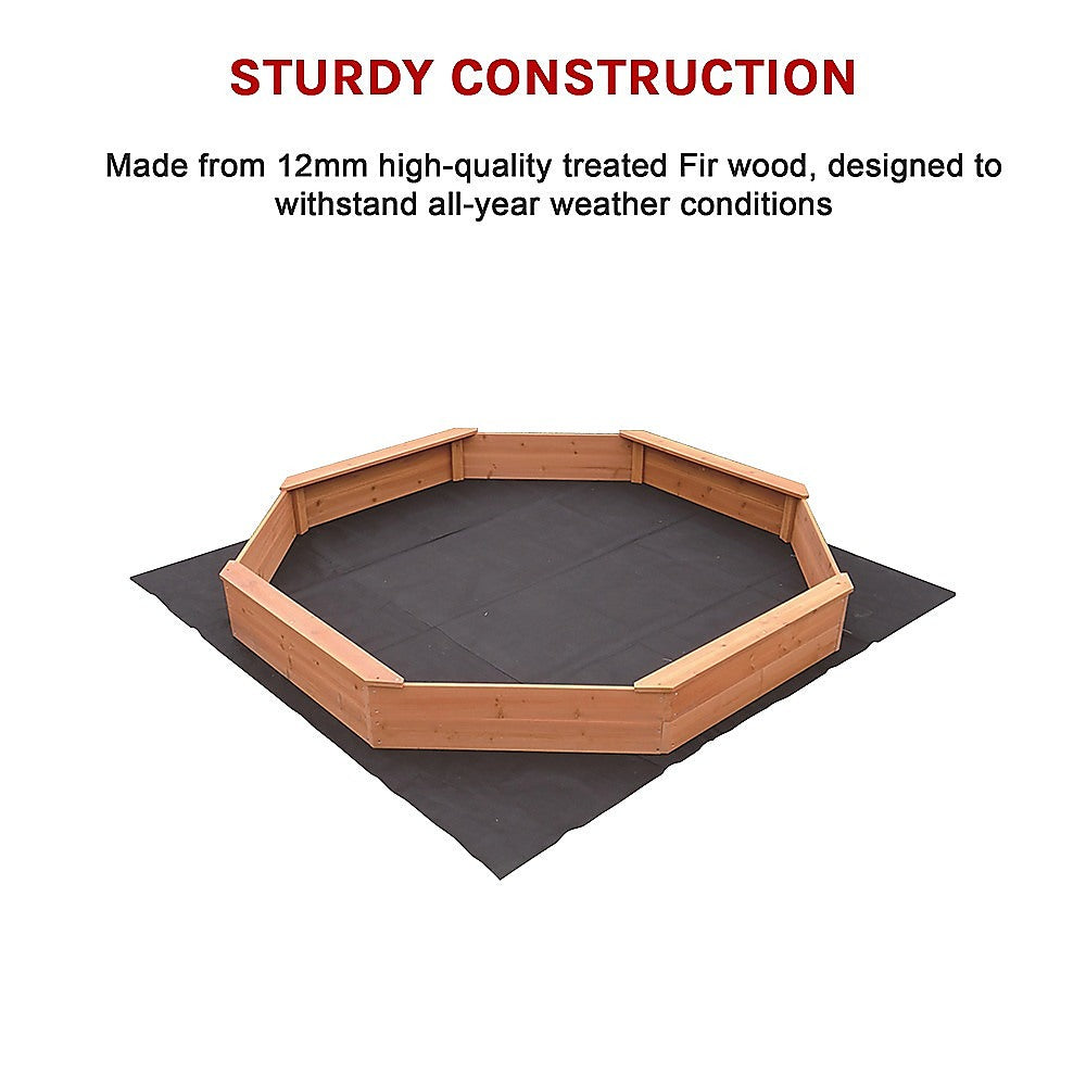 Octagonal wooden sandpit cover detail