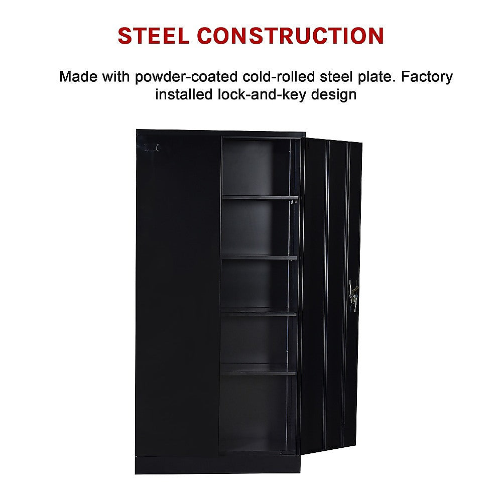 Pragel Two Door Steel Storage Locker Cabinet, 5 Shelf