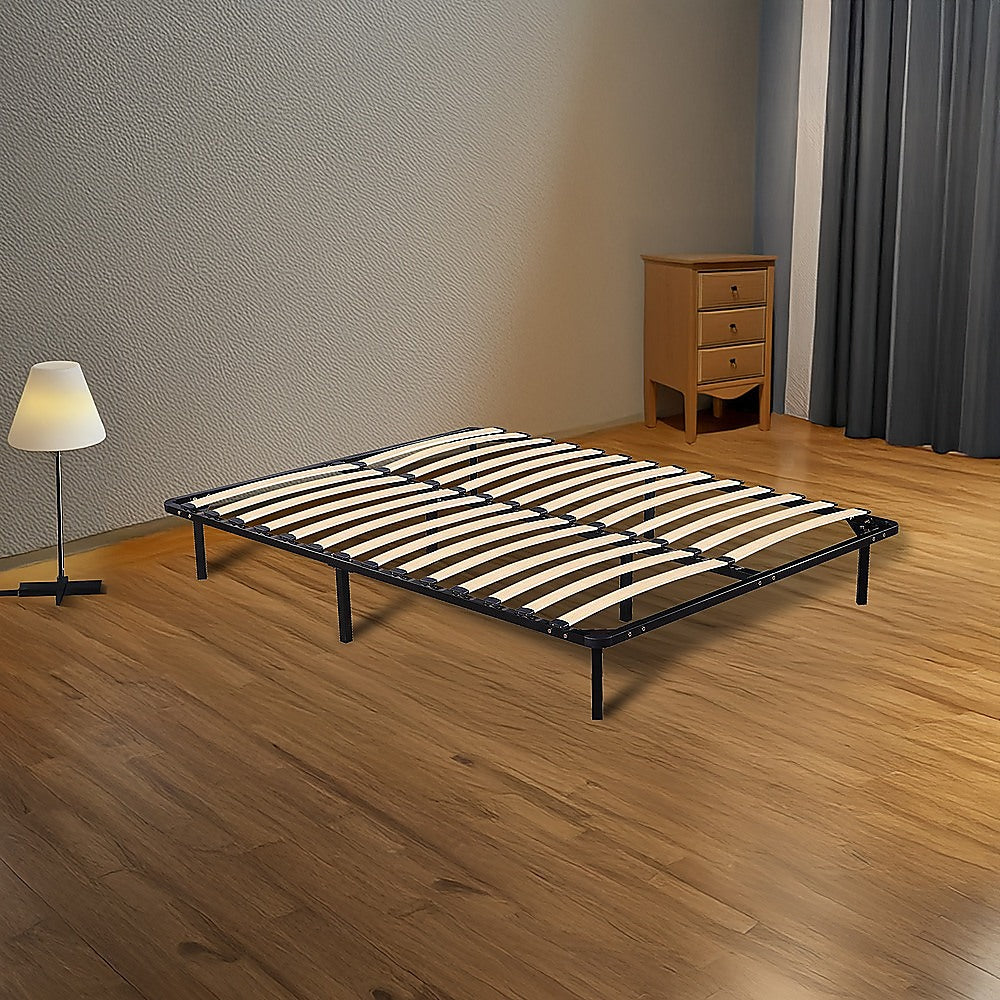 Allure steel queen bed frame styled in contemporary bedroom — Allure Home Collections