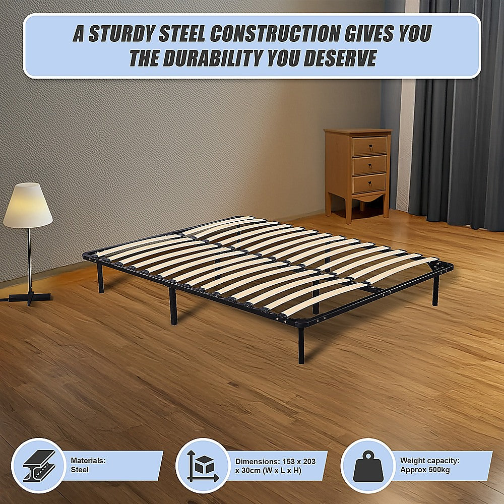 Allure queen metal bed frame side profile showing 30cm low-profile height — Allure Home Collections