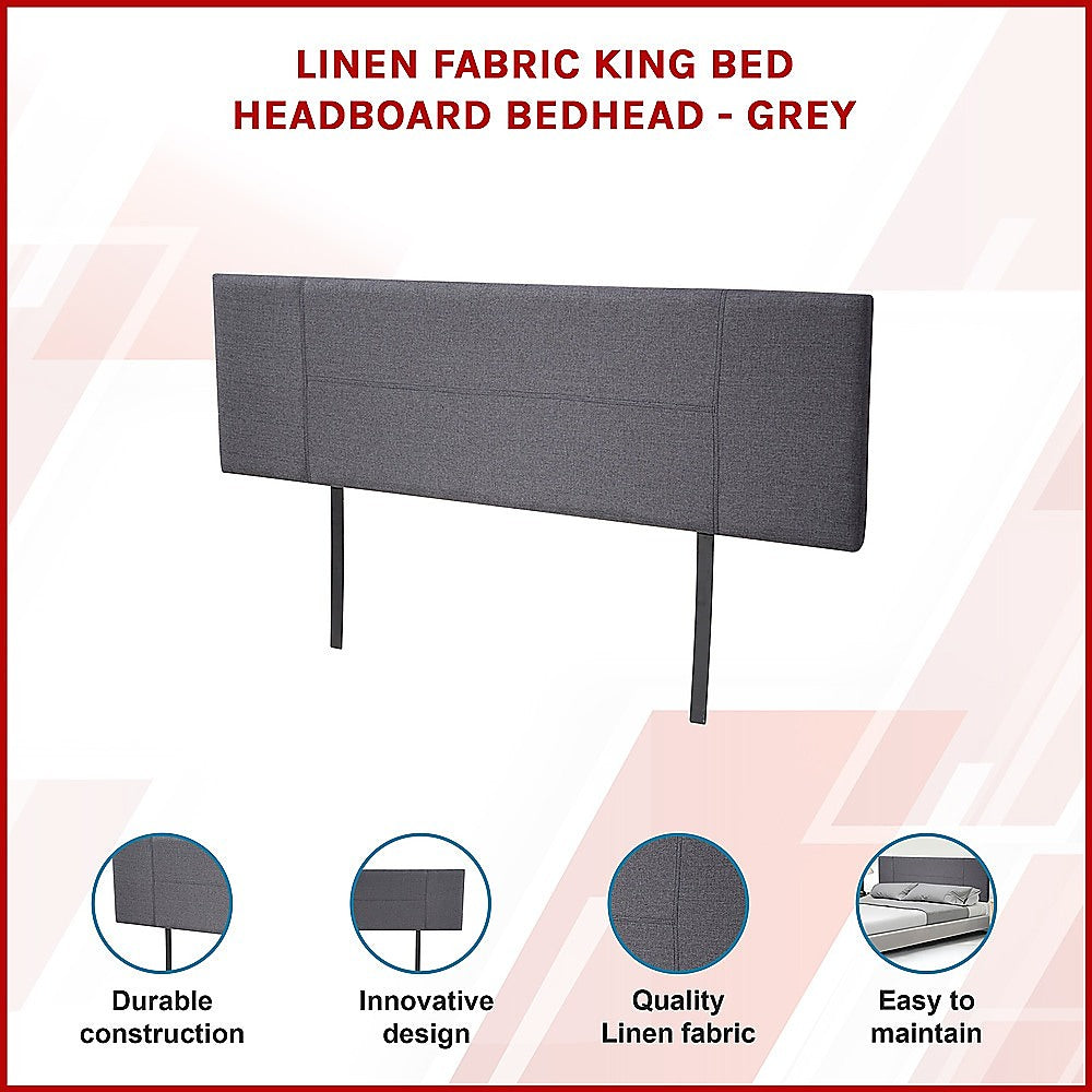 Jagungal Rectangular Bed Head, Grey King