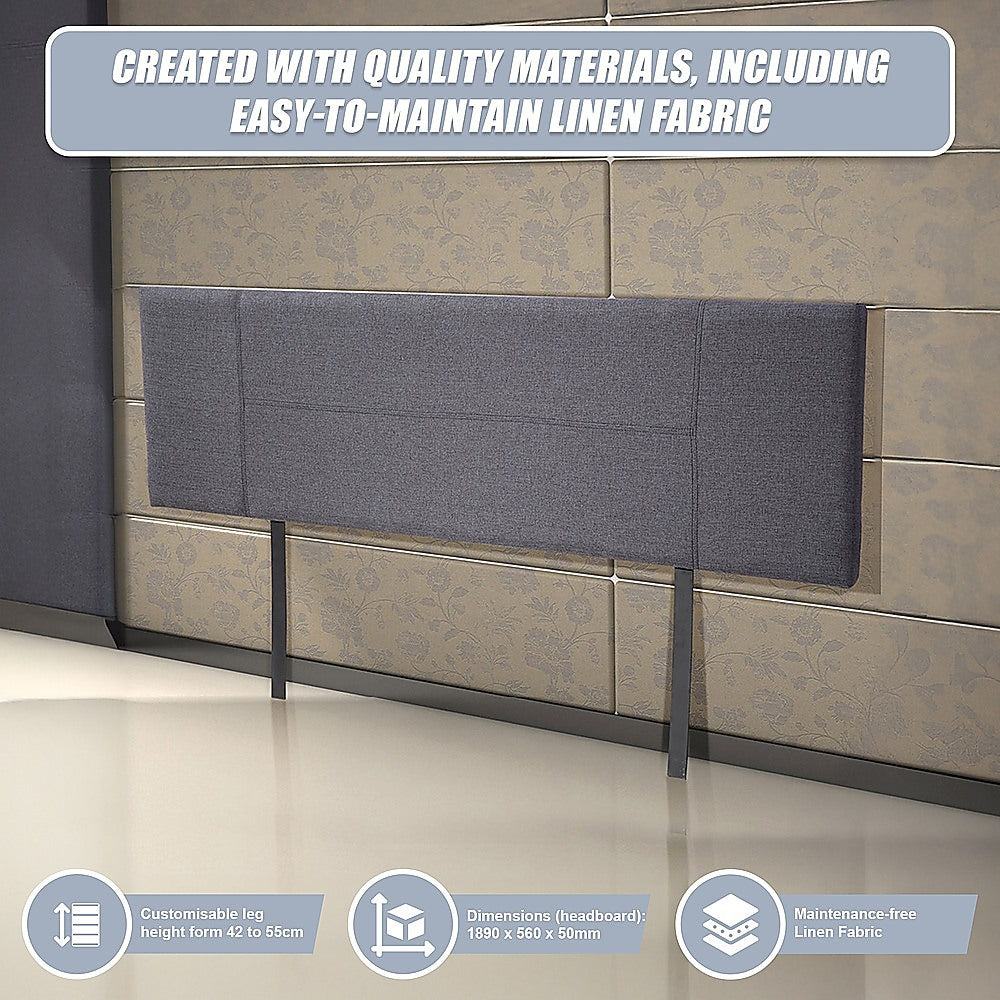 Jagungal Rectangular Bed Head, Grey King