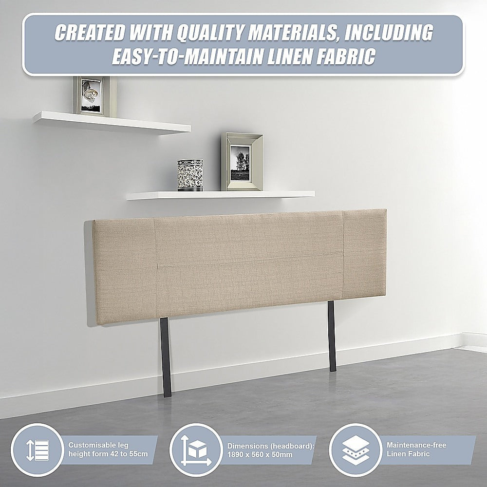 Jagungal Rectangular Bed Head, Beige King