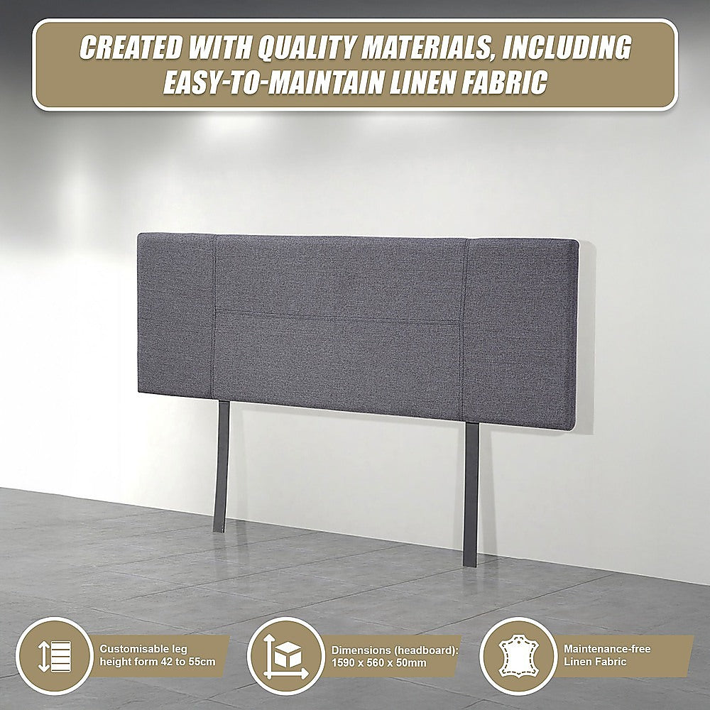 Jagungal Rectangular Bed Head, Grey Queen