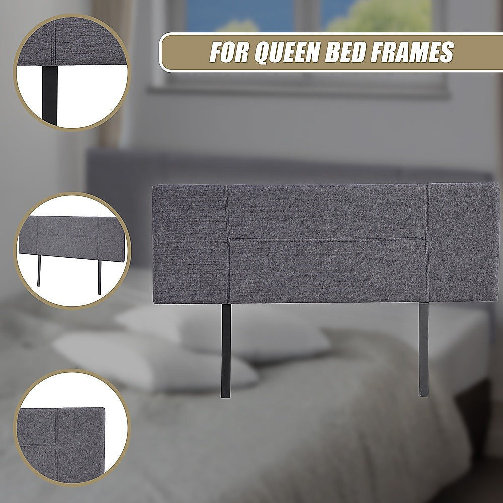Jagungal Rectangular Bed Head, Grey Queen