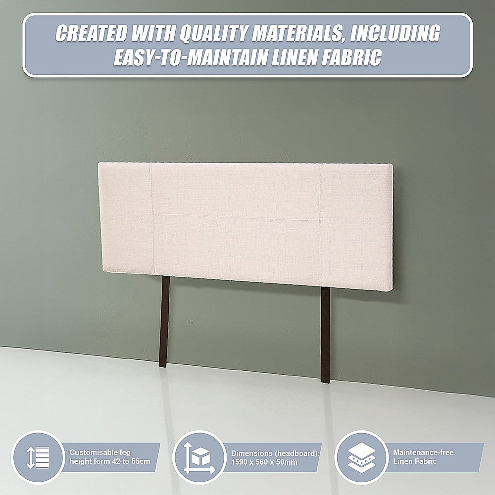 Jagungal Rectangular Bed Head, Beige Queen