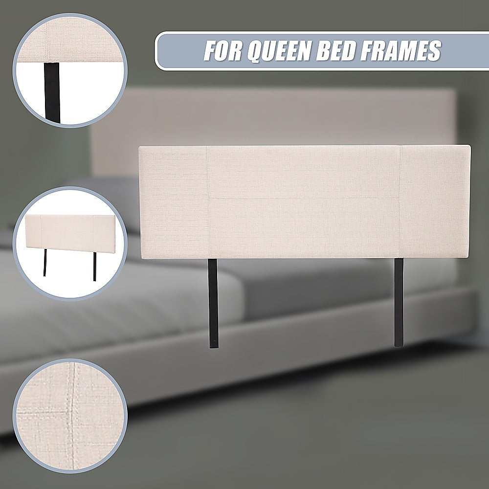 Jagungal Rectangular Bed Head, Beige Queen