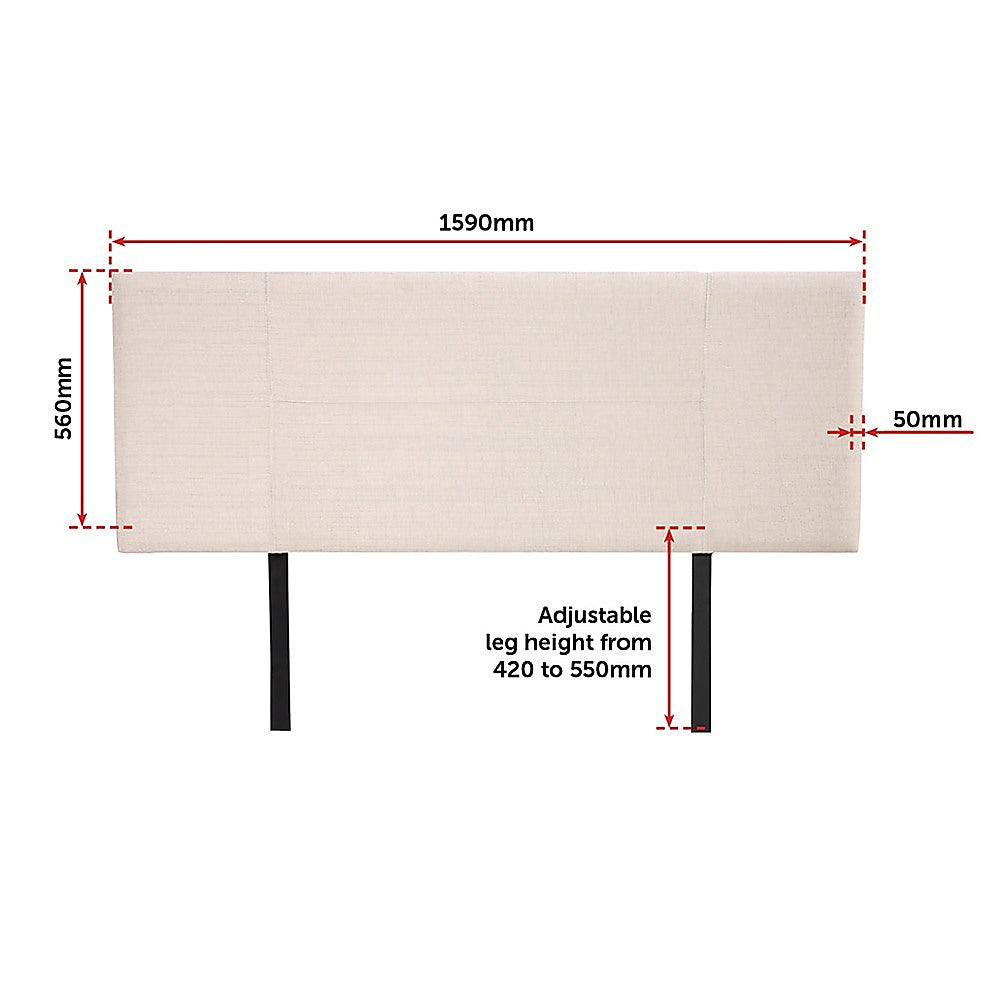 Jagungal Rectangular Bed Head, Beige Queen