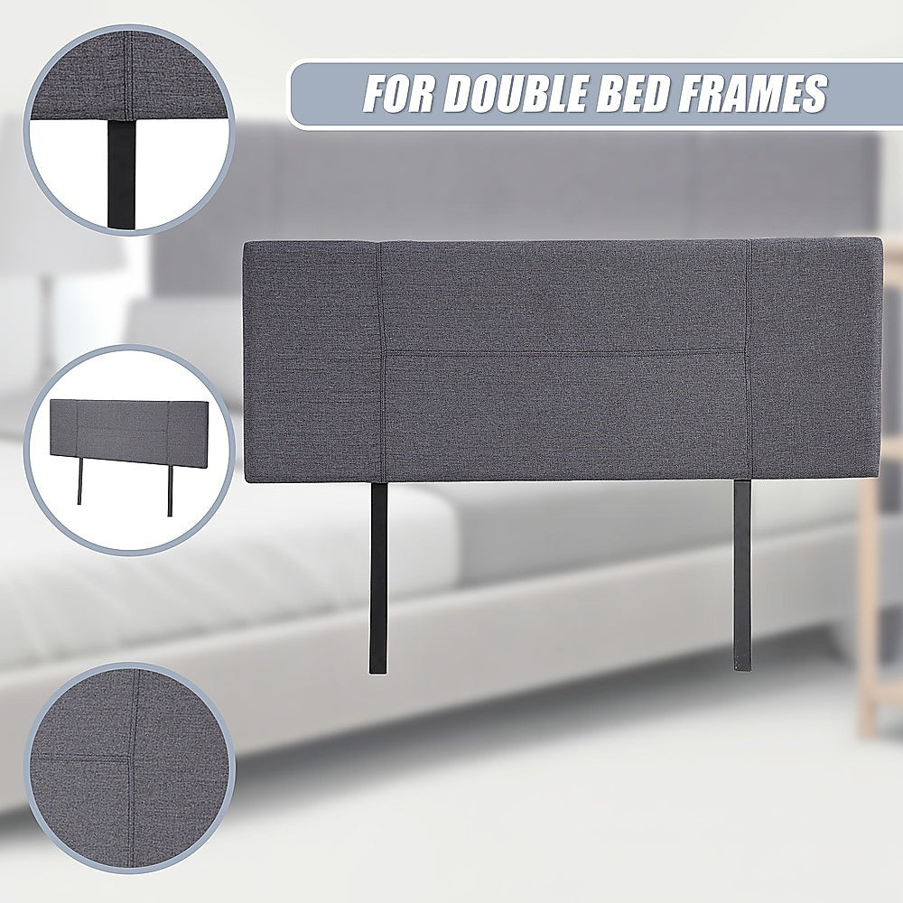 Jagungal Rectangular Bed Head, Grey Double
