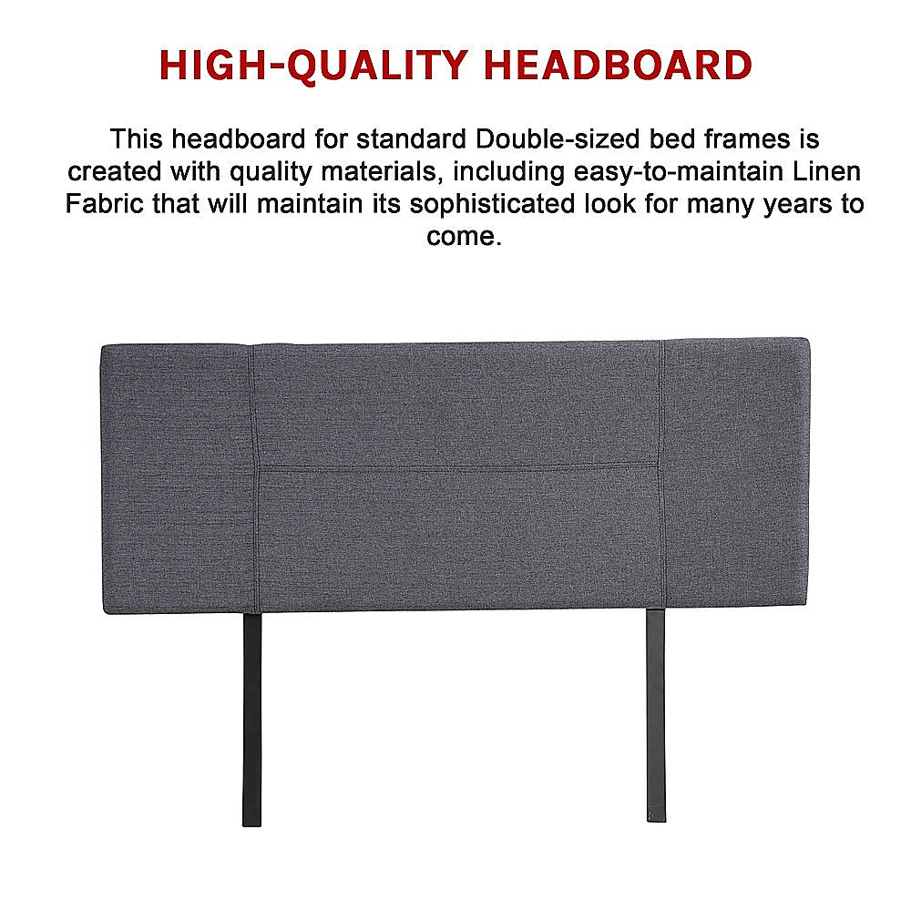 Jagungal Rectangular Bed Head, Grey Double