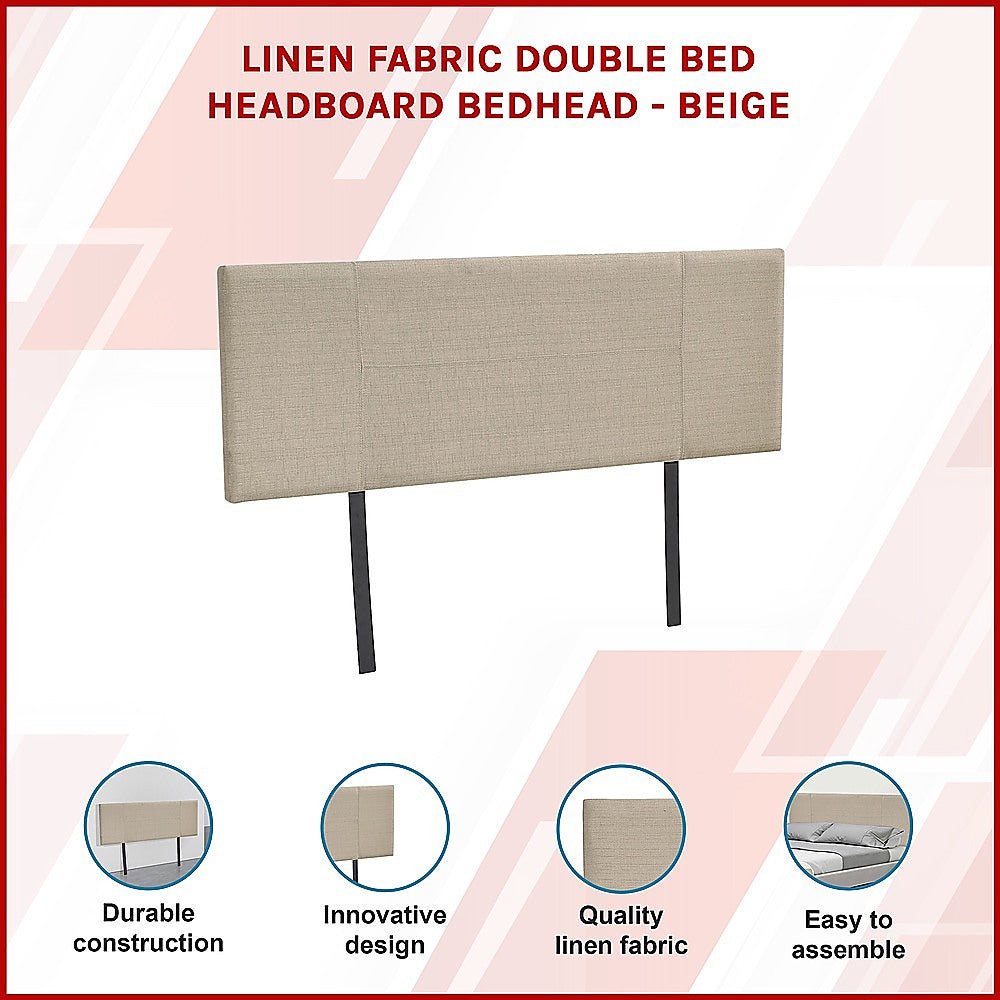 Jagungal Rectangular Bed Head, Beige Double