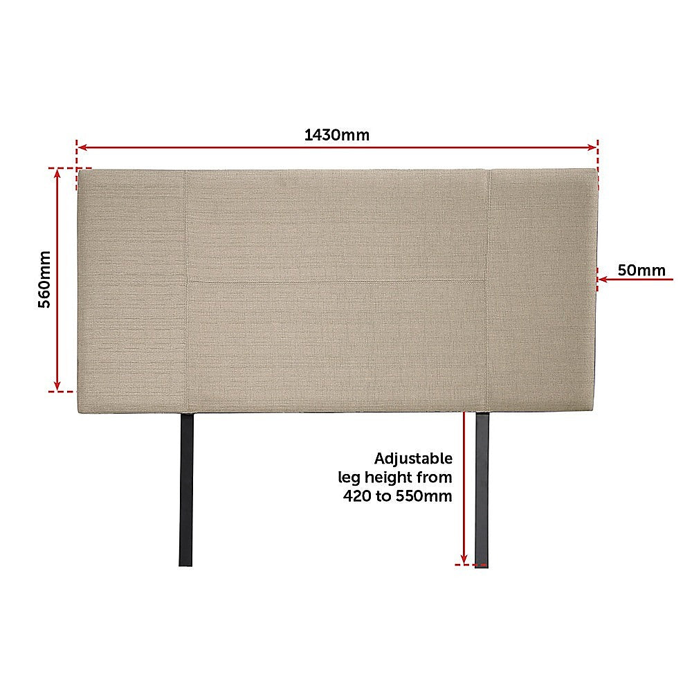 Jagungal Rectangular Bed Head, Beige Double
