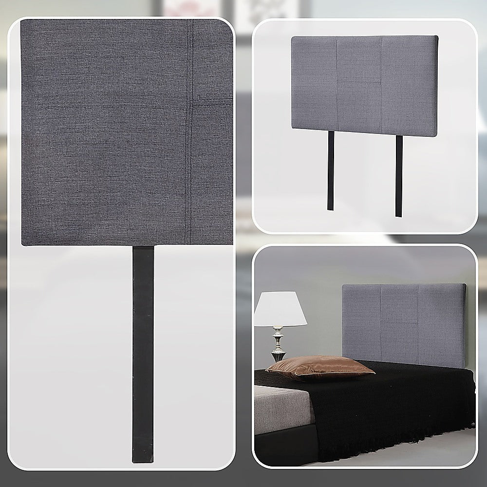 Jagungal Rectangular Bed Head, Grey Single