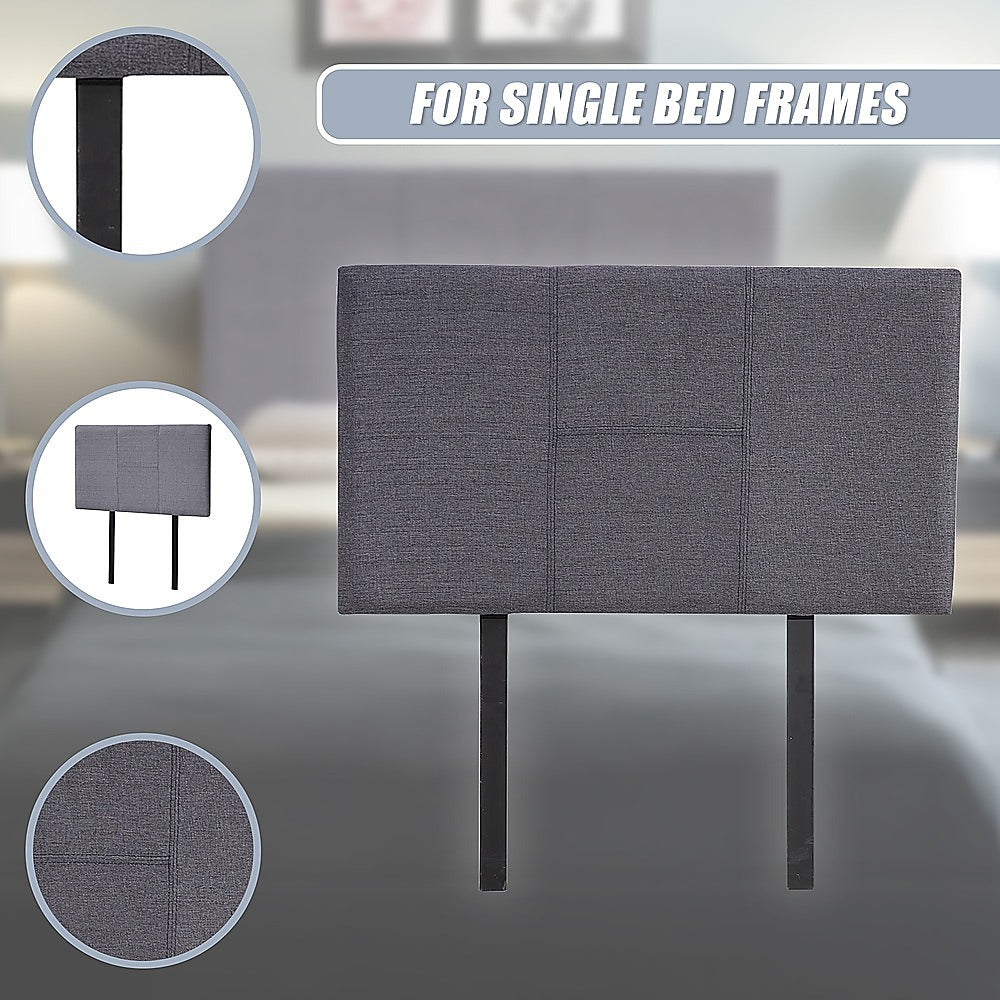 Jagungal Rectangular Bed Head, Grey Single