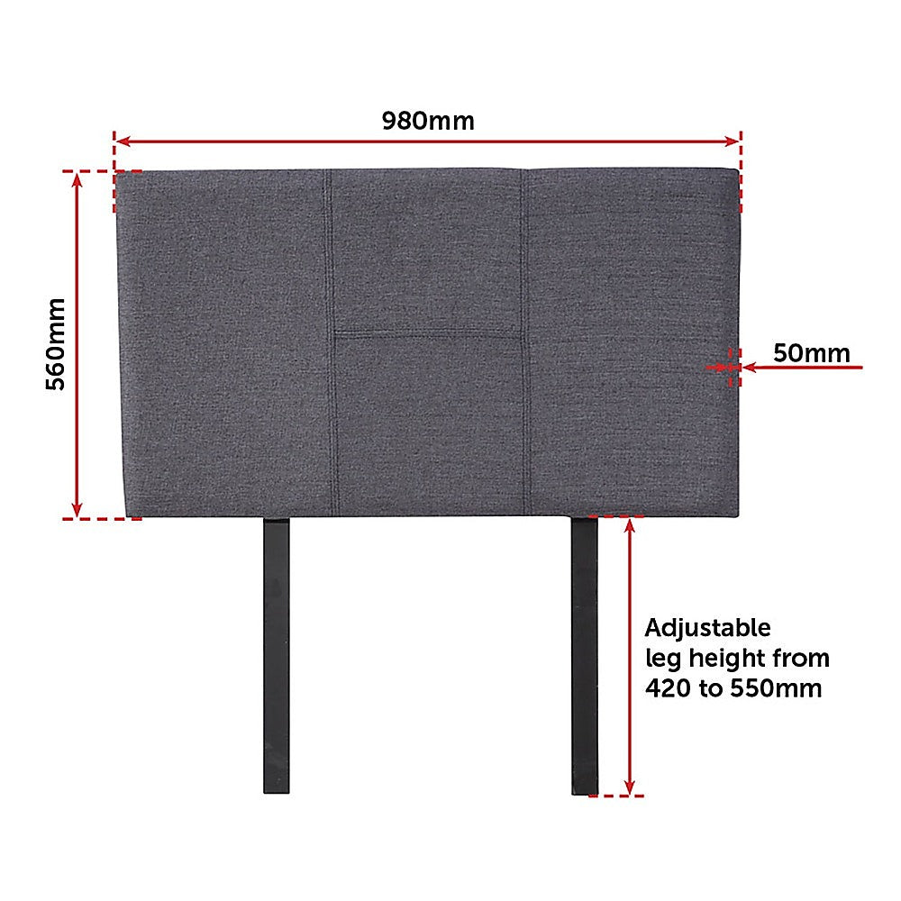 Jagungal Rectangular Bed Head, Grey Single