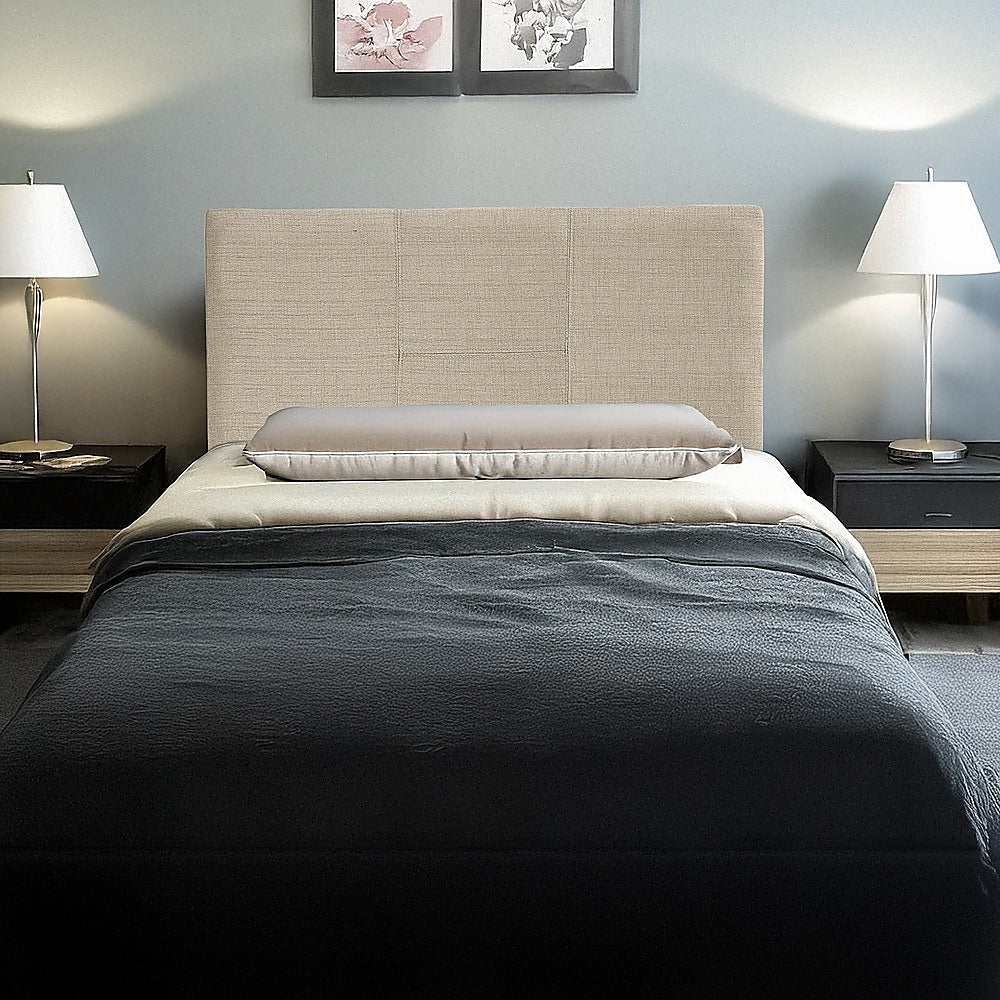 Jagungal Rectangular Bed Head, Beige Single