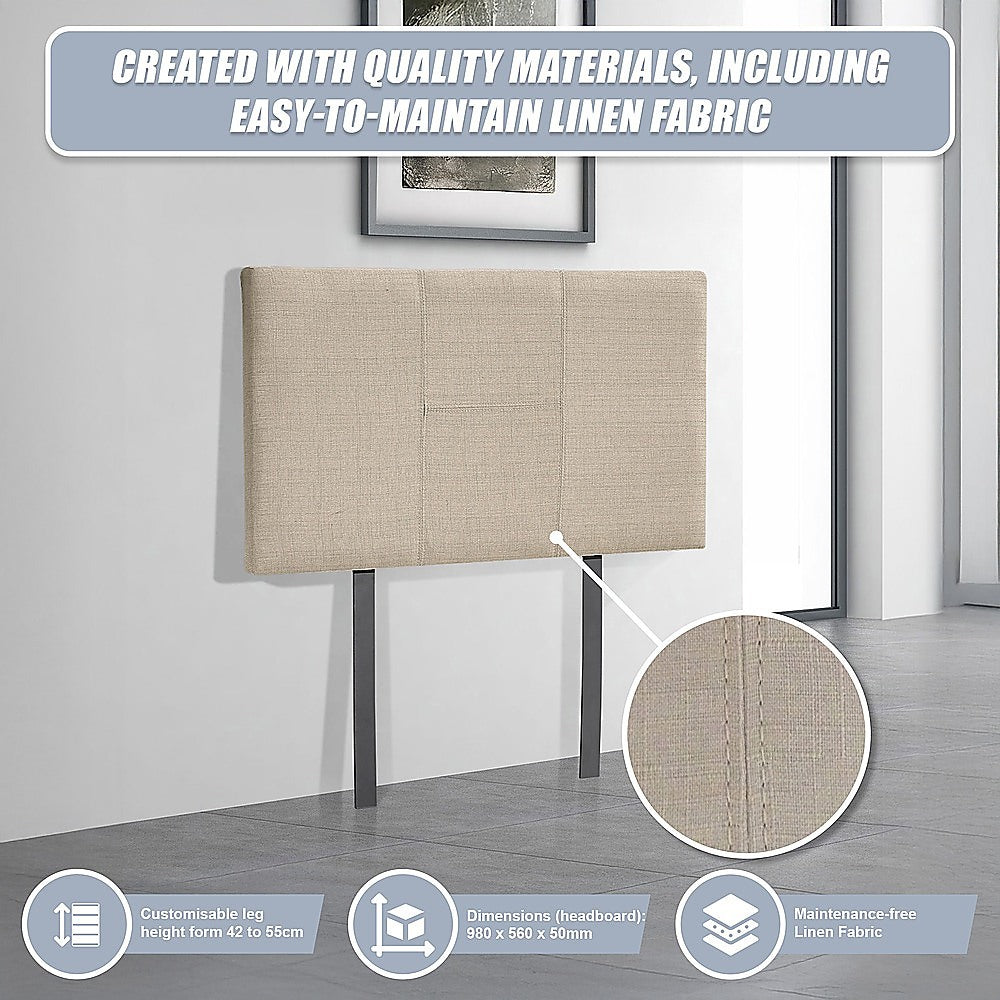 Jagungal Rectangular Bed Head, Beige Single