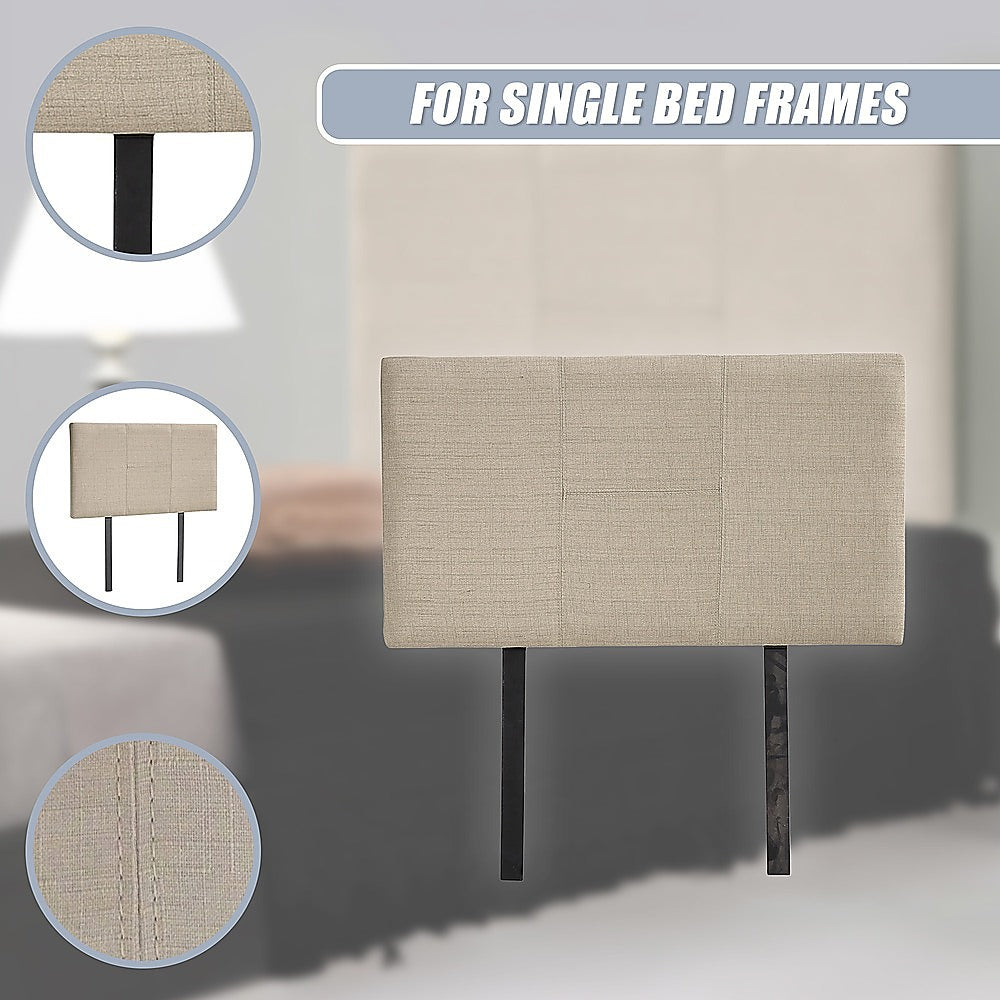 Jagungal Rectangular Bed Head, Beige Single