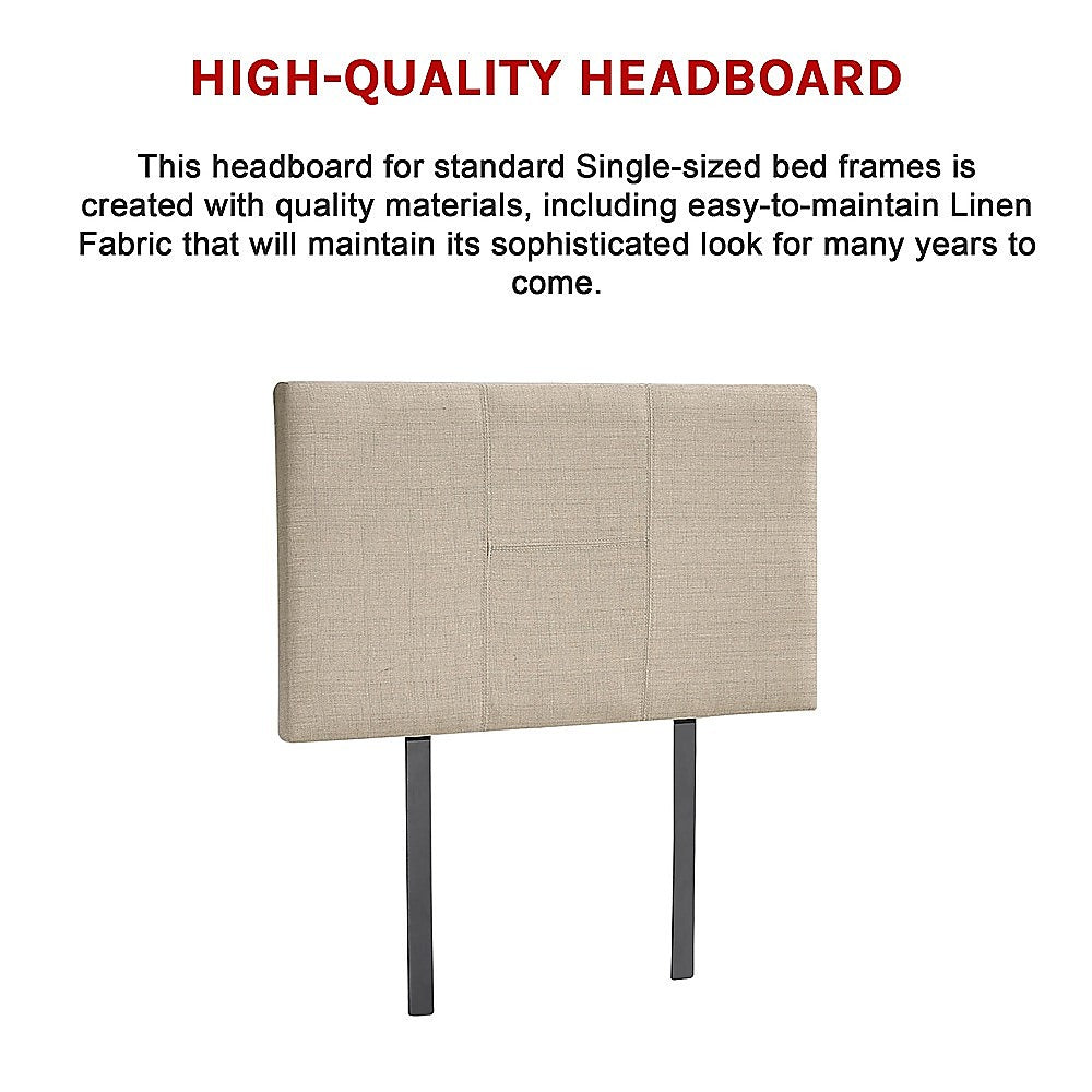 Jagungal Rectangular Bed Head, Beige Single
