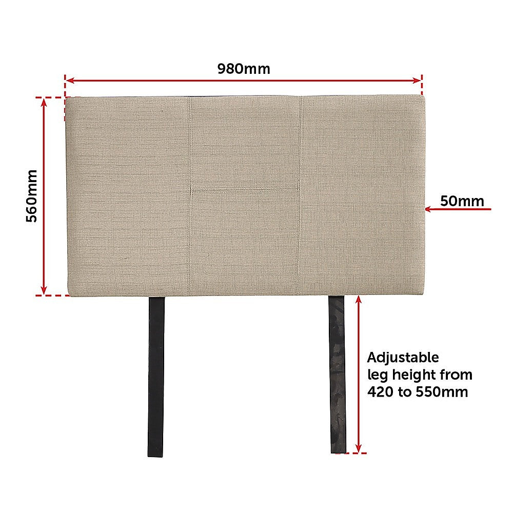 Jagungal Rectangular Bed Head, Beige Single