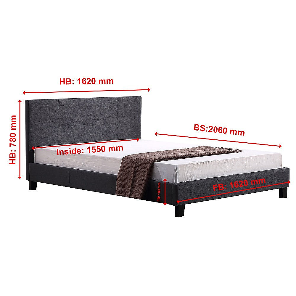 Palermo Grey Linen Queen Bed Frame