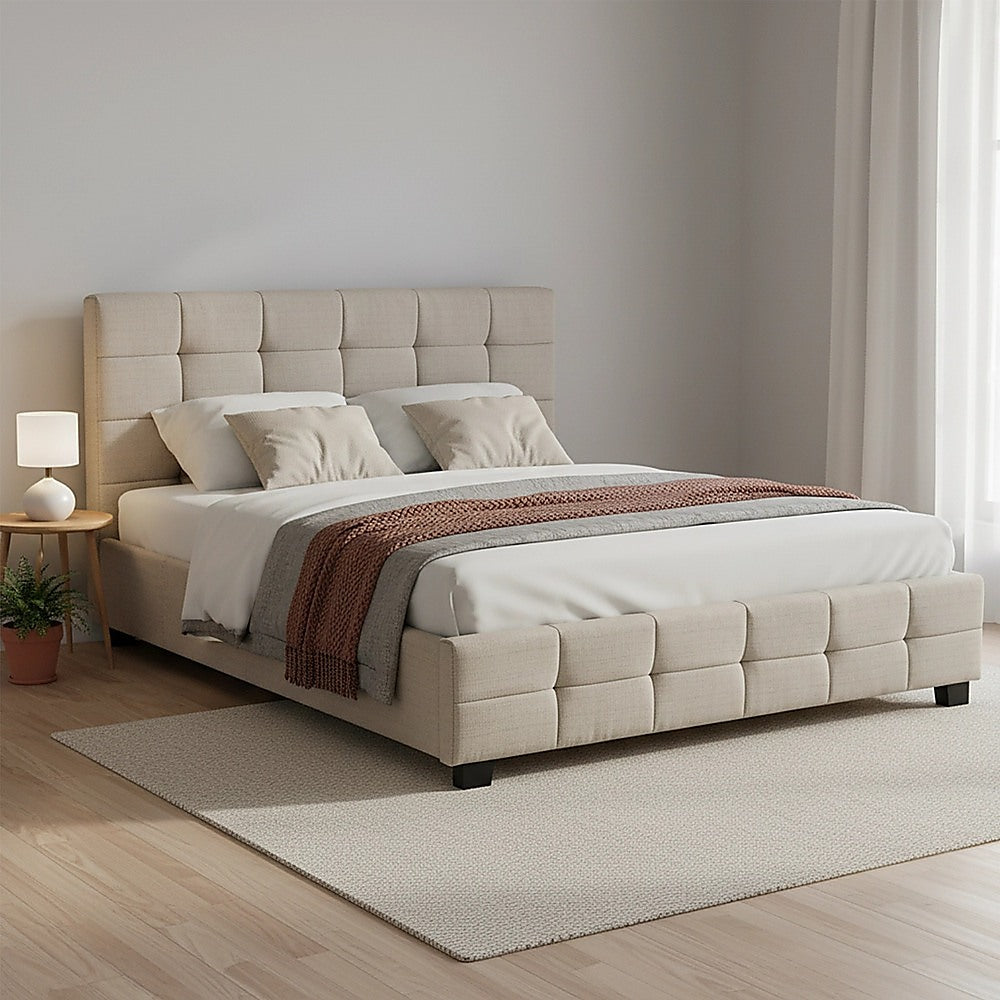 Positano Queen Deluxe Bed Frame, Beige