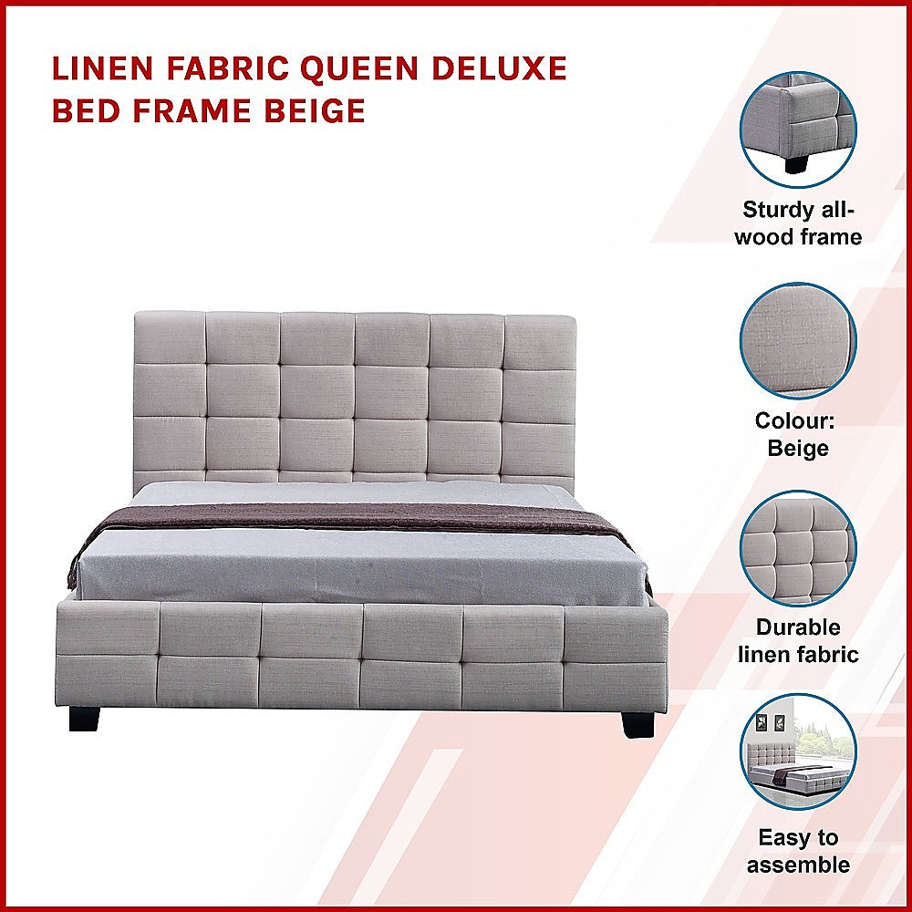 Positano Queen Deluxe Bed Frame, Beige