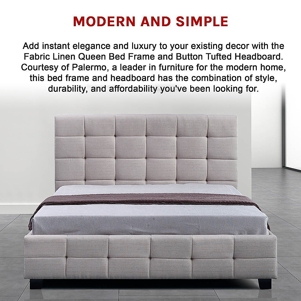 Positano Queen Deluxe Bed Frame, Beige
