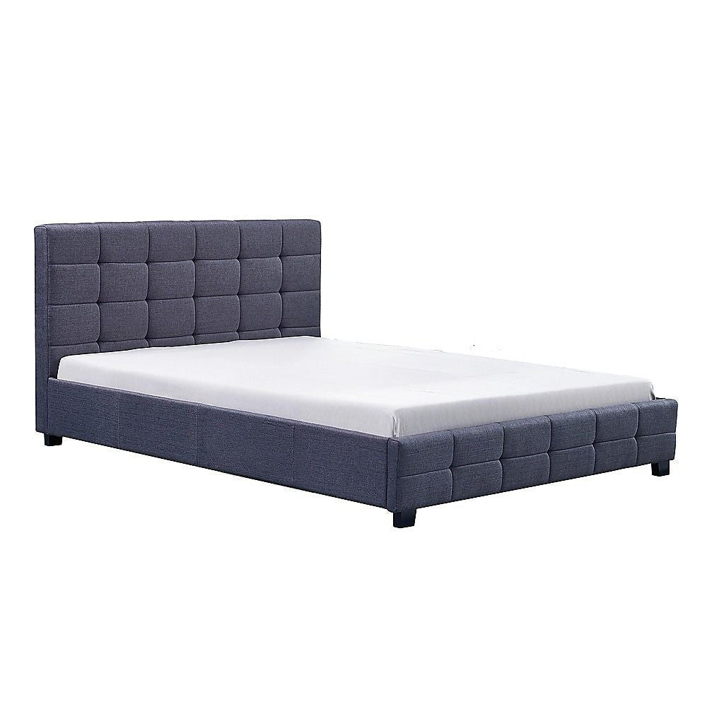 Positano Grey Queen bed frame in a modern bedroom