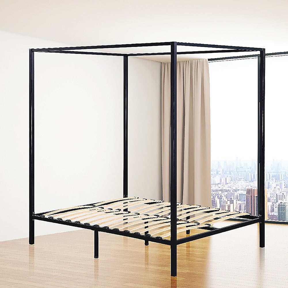 Allure four poster double bed frame canopy corner and frame close-up — Allure Home Collections