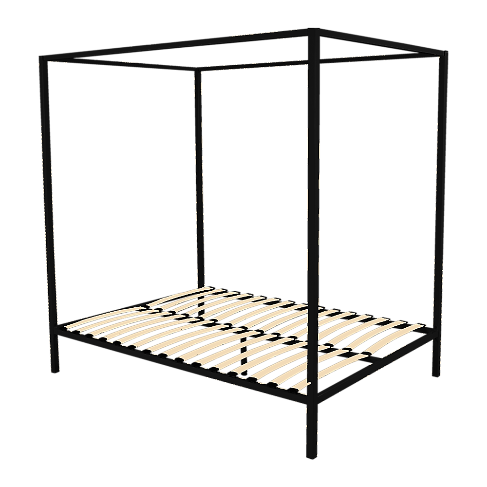 Ravello Black Queen bed frame in a modern bedroom