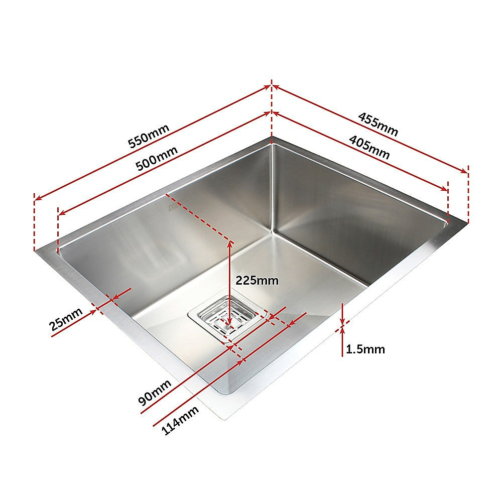Handmade stainless steel kitchen sink 550x455mm