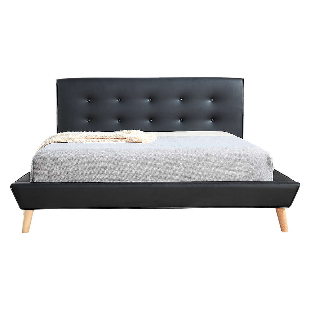 Palermo Black PU Leather Queen Bed Frame