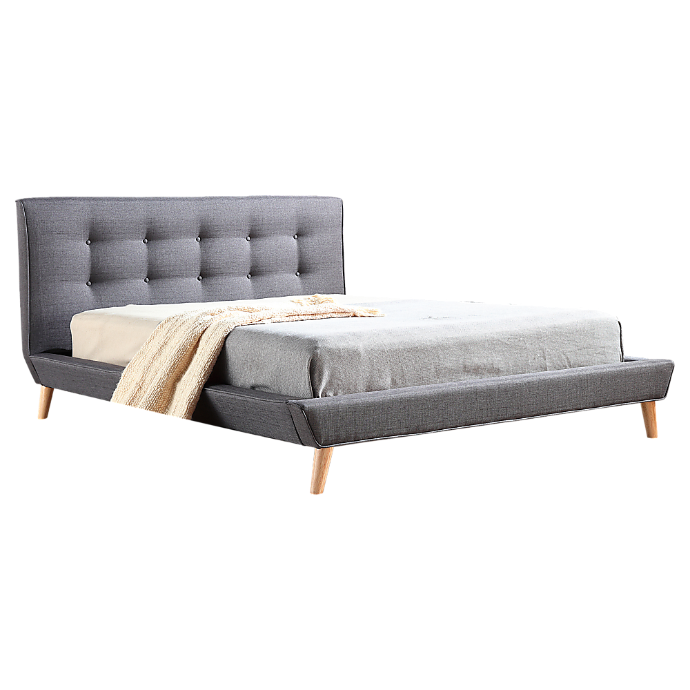 Amalfi Grey Queen bed frame in a modern bedroom