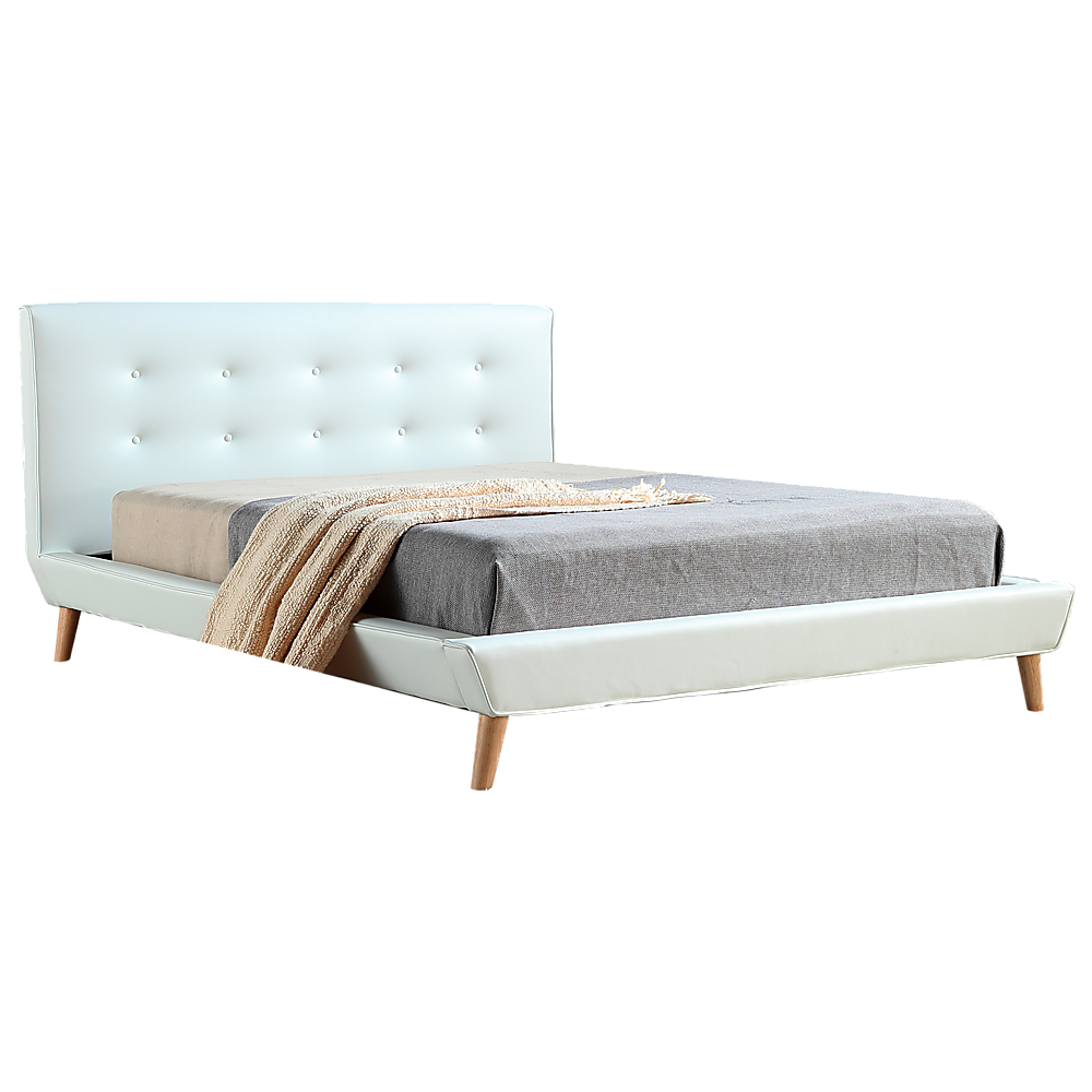 Palermo White PU Leather Deluxe Bed Frame
