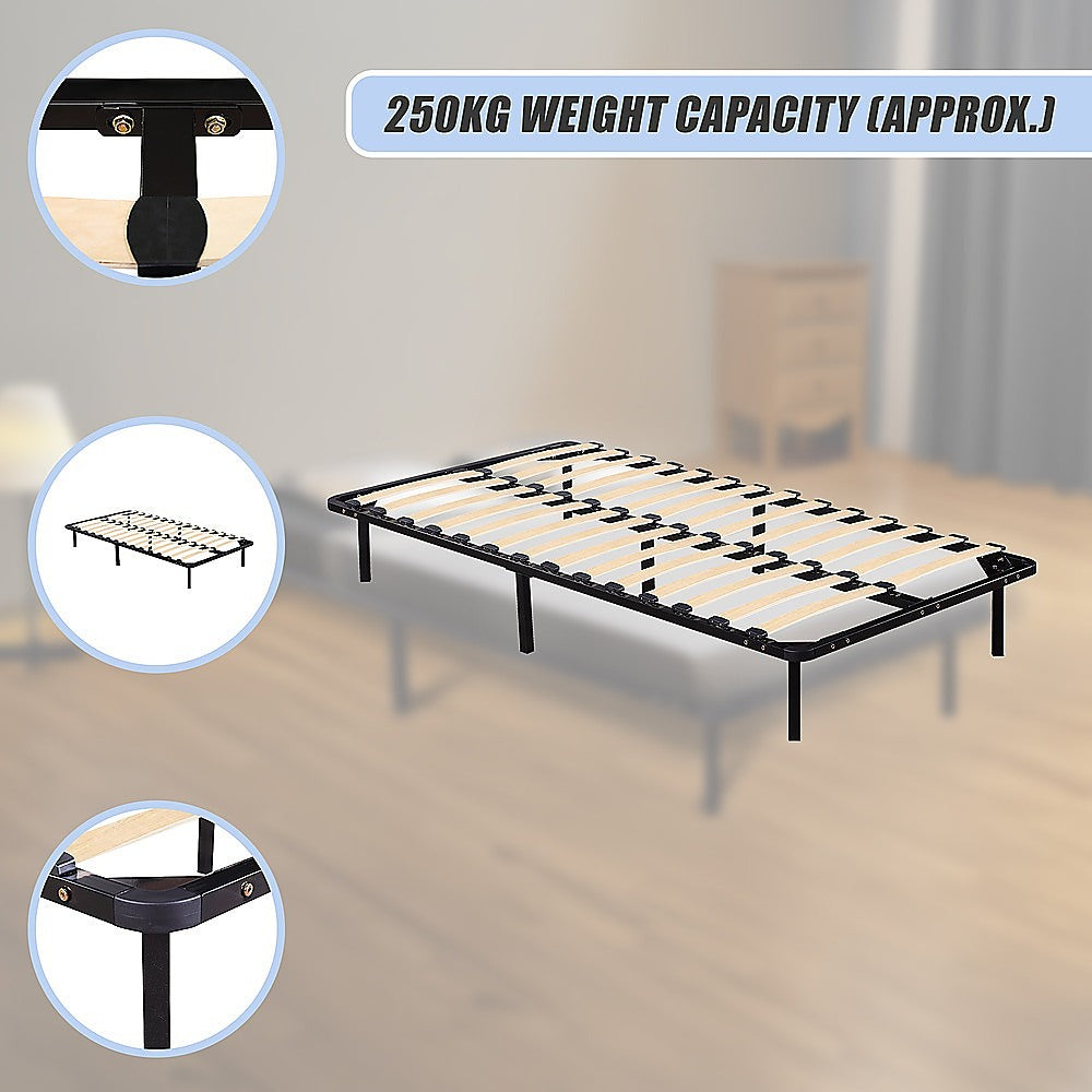 King single metal bed frame showing underbed clearance — Allure Home Collections