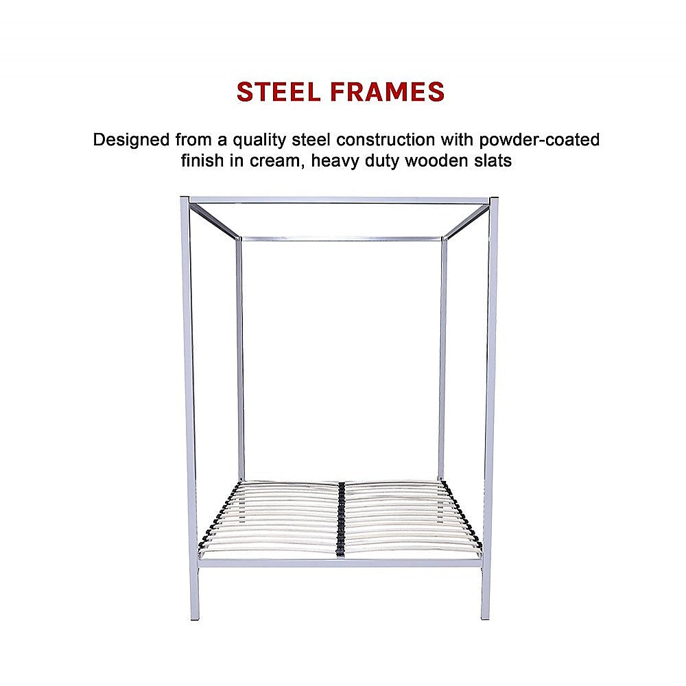 Elegant Four Poster Queen Bed Frame