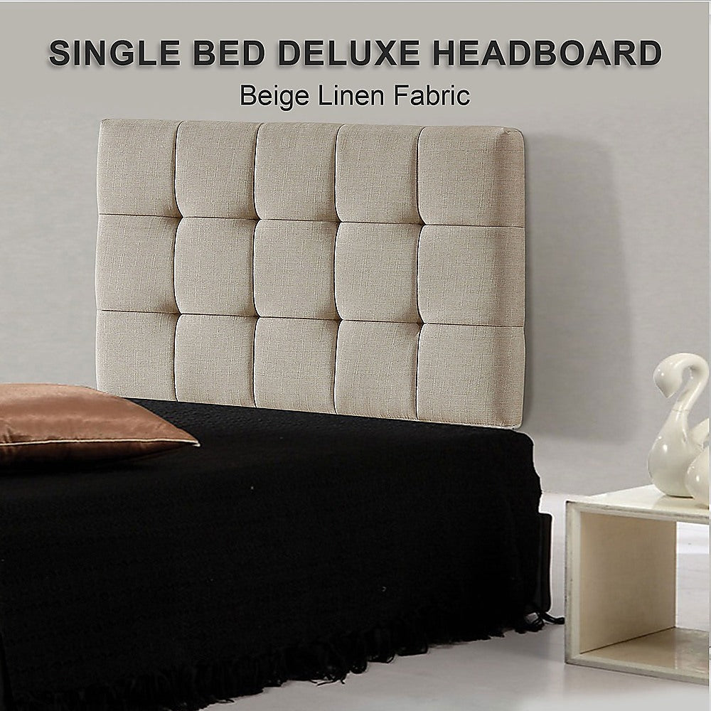 Tom Groggin Rectangular Bed Head, Beige Single